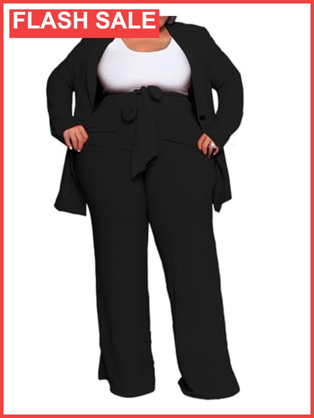Plus Size Stretchy Blazer Pant Suit Set Business Casual